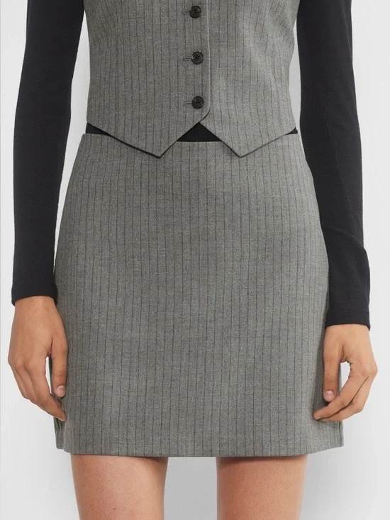 Aritzia Wilfred Classic Mini Skirt Grey Stripe Size 4 NWT A Line High Rise Chic - Picture 15 of 15